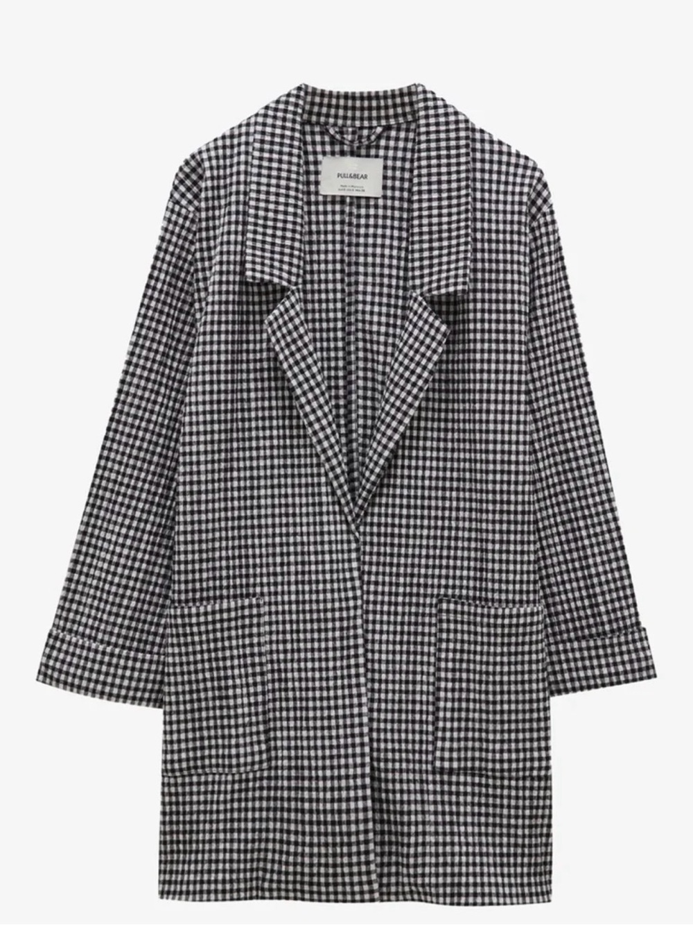 Pull&Bear Black and White Gingham Blazer Jacket